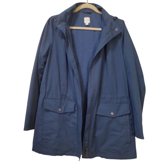J Jill Hooded Jacket Utility Anorak Zip Up Womens Small Blue Fishermancore - Picture 5 of 5